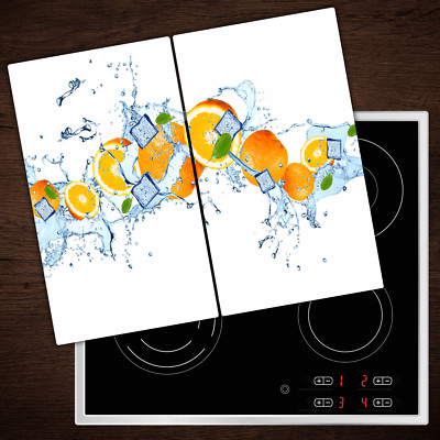 Herdabdeckplatten aus Glas Spritzschutz Orangen Wasser - 2x30x52 cm