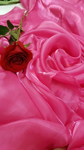 Fuchsia Iridescent Organza Sheer Flowy Fabric By The Yard Silk Organza Pinkish - Picture 8 of 12
