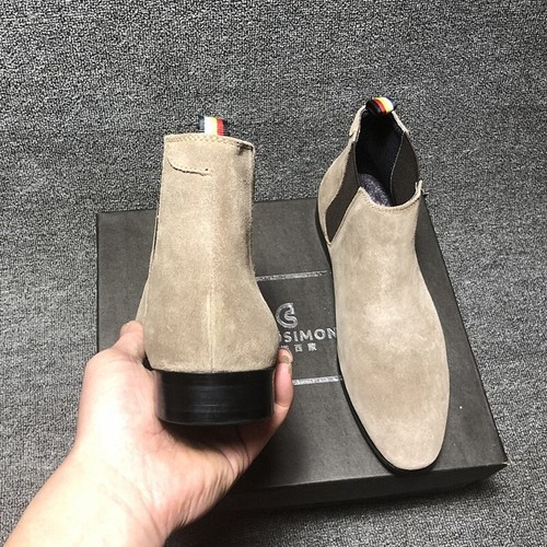 Mens British Style Pull On Chelsea Ankle boots Real Suede Leather Western Cowboy - Picture 17 of 33