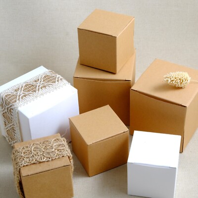 Kraftpapier Quadratische Schachteln Box Gastgeschenk Hochzeit Taufe S1M03