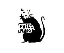 Banksy Free Hugs Rat Black Vinyl Decal Weatherproof Dishwasher-safe 4.5 X 3.5 In Banksy Free Hugs Rat Black Vinyl Decal Weatherproof Dishwasher-safe 4.5 X 3.5 In