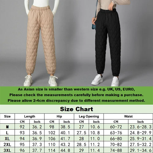 Women Thick Pants Padded Quilted Thermal Trousers Elastic Waist Sweatpants Grey - Bild 10 von 32