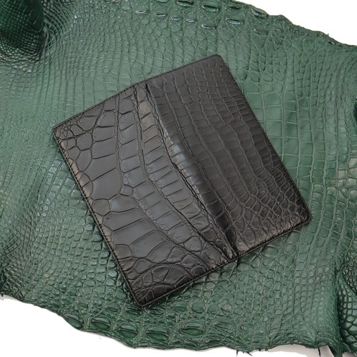 Cartera Doble Lado Hecha a Mano Cuero Negro Multi-Tarjeta Larga Doble Plegable - Imagen 2 de 3