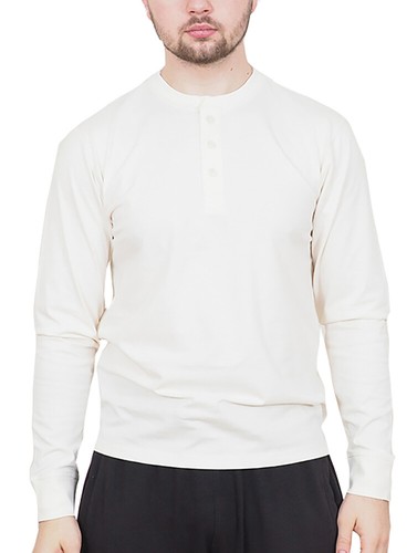 Mens Long Sleeve Cotton T-Shirt Regular Fit Crew Neck or Henley Top Lounge Work - Picture 68 of 72