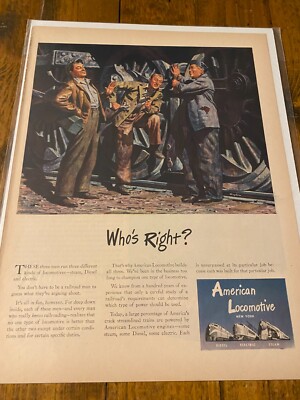 Vintage 1946 American Locomotive Conductors Arguing Train ad