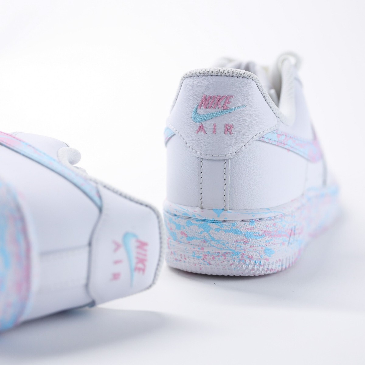 Air Force 1 Custom Baby Blue Pink Gender Reveal Splatter 