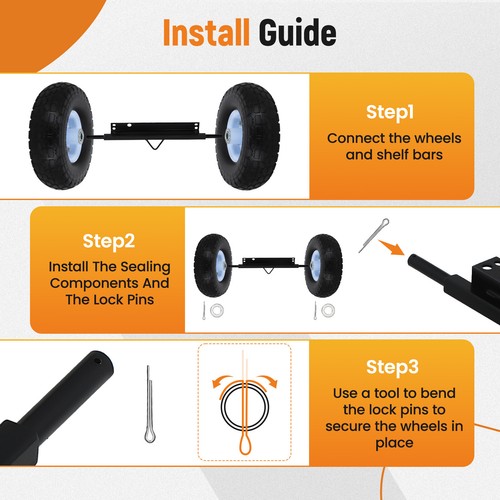 4PC Durable Black Wheel Kit Steel Axles Hardware for Honda Generator EU3000is - Picture 5 of 12