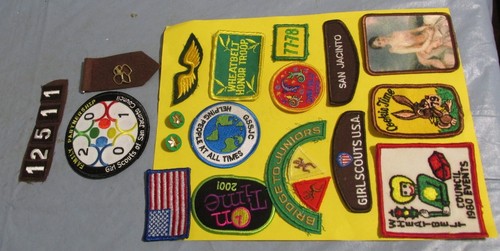 Girl Scout Brownies Patches Iron on & pins WHEATBELT, COOKIES, SAN JACINTO used - Picture 2 of 3