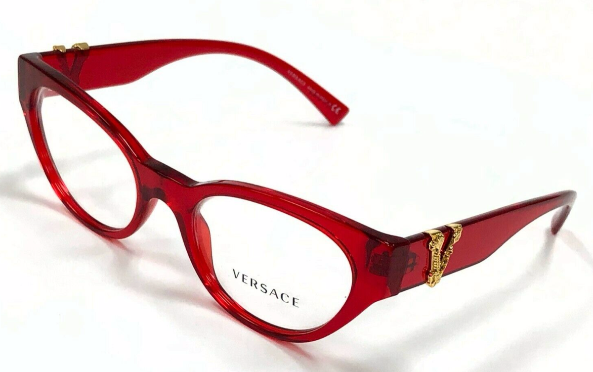 New Versace Reading Glasses VE 3282 5280 51-19 Red Gold Cat Eye Frames  Readers