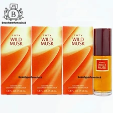 Lot of 3 - Coty Wild Musk for Women 1.5 / 1.4 oz Cologne Spray, Brand New