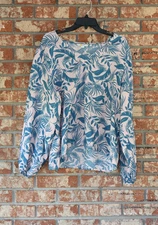 Boden Multicolored Long Sleeve Linen Top Size 14