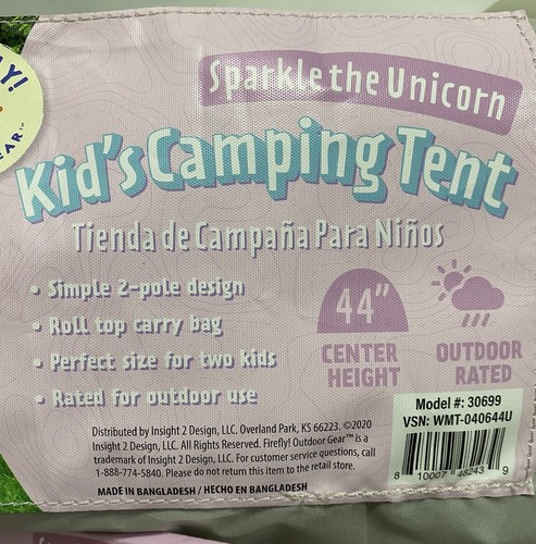 Firefly! Sparkle the Unicorn Kinder Camping Kombi Zelt, Laterne & Campingstuhl NEU - Bild 5 von 16