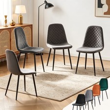 Set of 4 Dining Chairs Velvet/Faux Leather Padded Seat Sturdy metal Legs