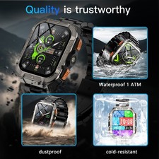 Military Grade Smart Watch Men GPS Tactical LED Flashlight Stainless Steel Band* 13