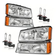 Headlights Assembly OE Replacement Polished Chrome  With High  Low Beam Bulbs