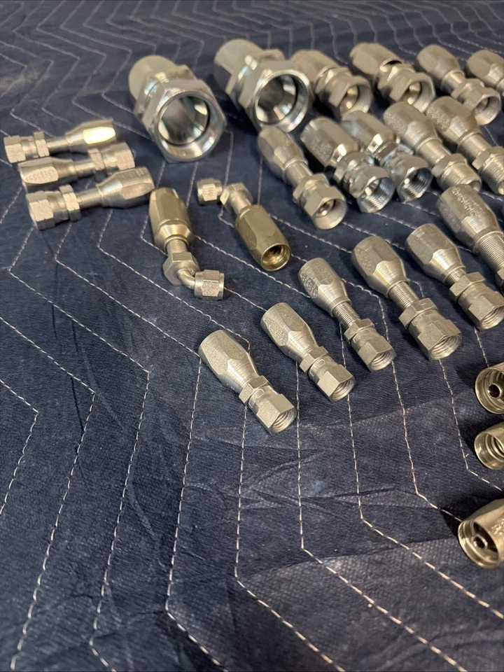 Lote de (44) accesorios de manguera hidráulica reutilizables 1/4”-1”-1/4 NOS reparación de campo (F) Foto 2 de 4