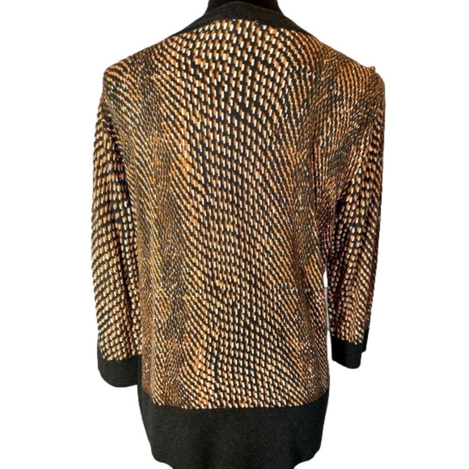 Spanner Chic Zip-Front Patterned Sweater Large - image 5