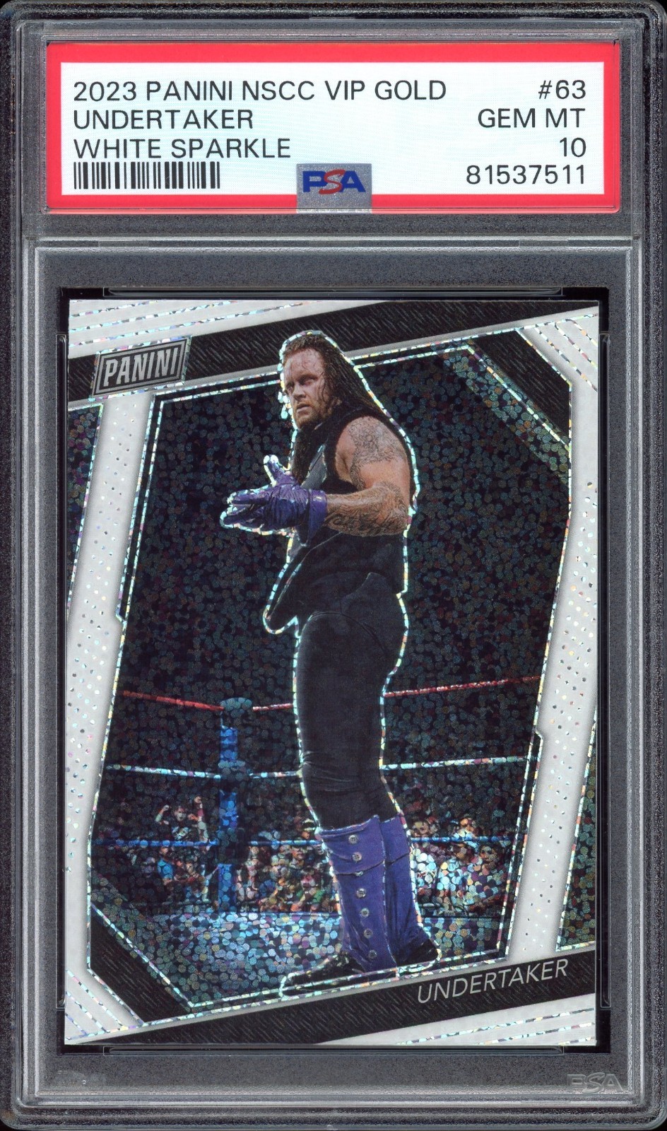 Undertaker #63 White Sparkle Prizm SSP - 2023 Panini National VIP Gold - PSA 10