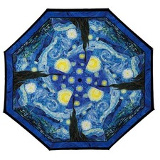 RainCaper Van Gogh "Starry Night" Reverse Umbrella, Double Canopy