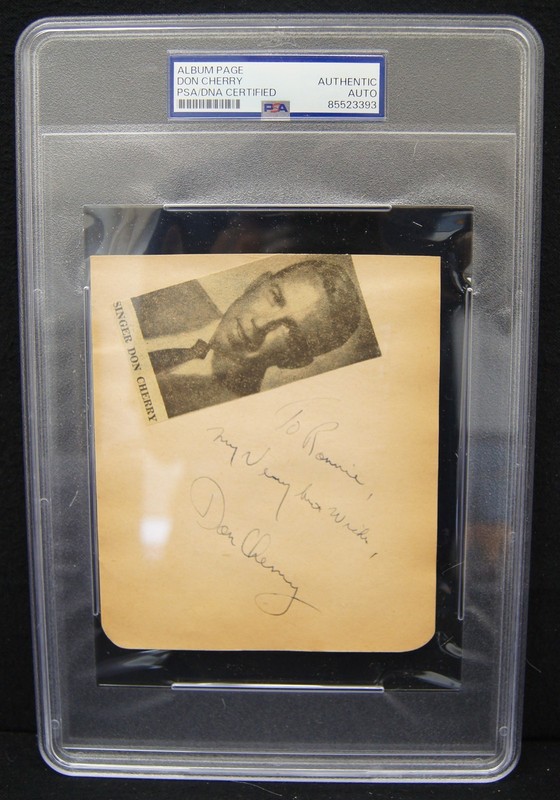 DON CHERRY 1924-2018 Autographed Album Page PSA/DNA Authentic Auto Slabbed
