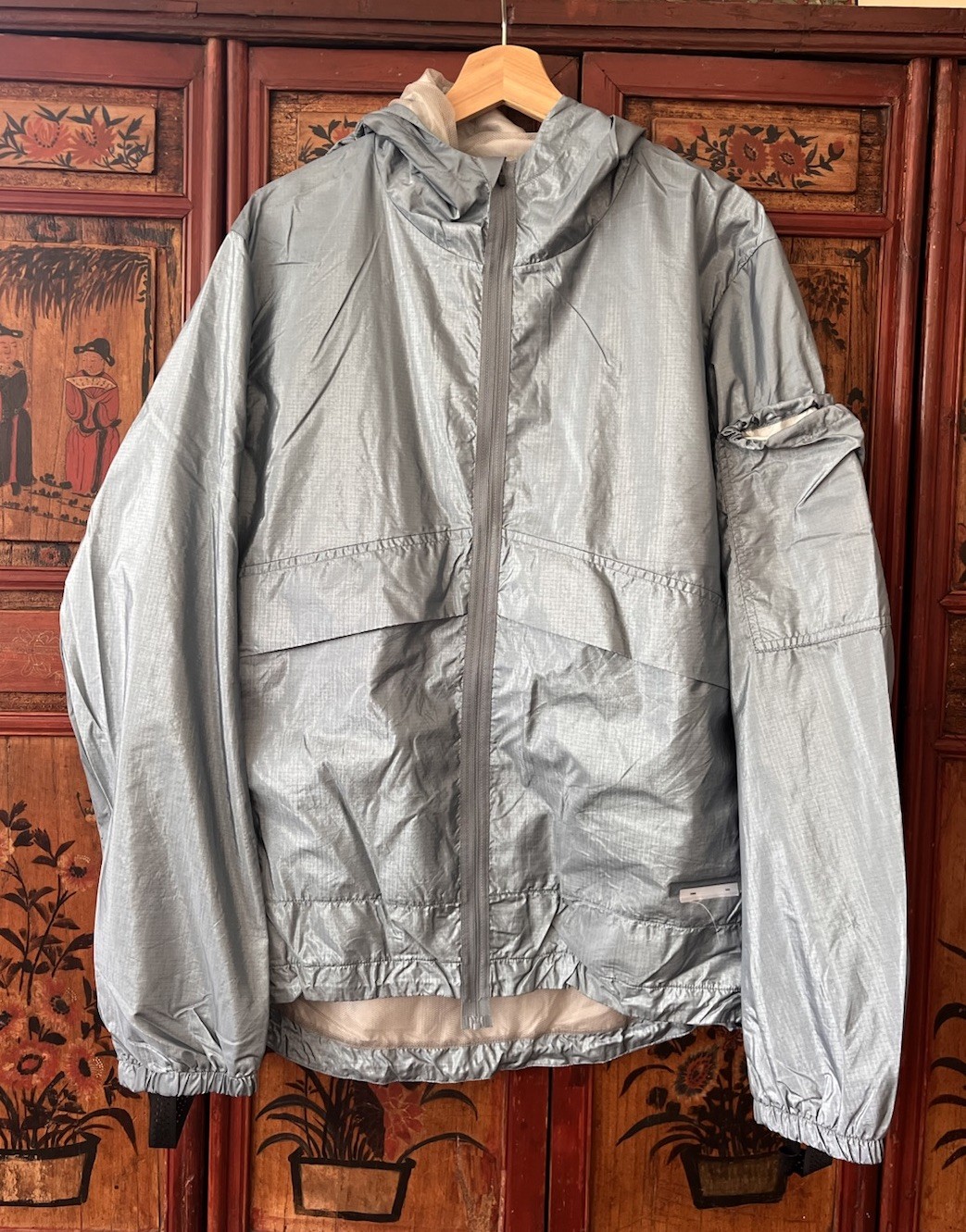 Satisfy Silver Shell Packable windbreaker Jacket … - image 1