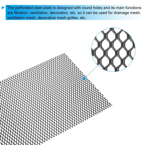 40"L x 13"W Universal Car Grill Mesh, 5x8mm Diamond Hole, Black - Foto 4 di 7