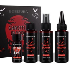 4PCS Halloween Special Effects Fake Blood Makeup Kit Includes Realistic Coag...