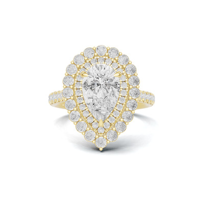 Halo-Verlobungsring Birnenschliff 1,5 kt E VS1 IGI Lab Grown Diamant 14 K Gold