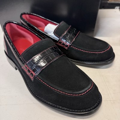 Girotti Men s Dress Shoes Oxford Black & Red Stitching EU 43/US 10 Made In Italy