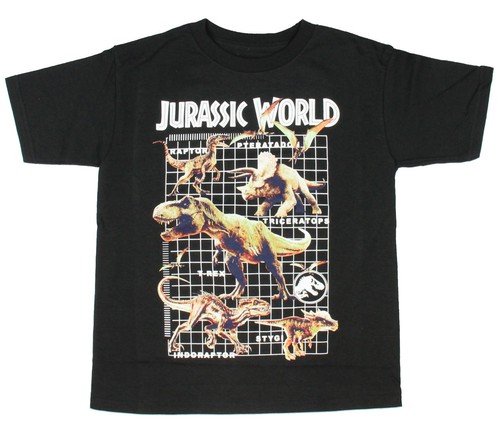 Jurassic World Boy's Multi-Dino Grid Kids T-Shirt, XX-large 18