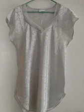 Women's Satin Floral Nightgown with V-Neck Cap Sleeve