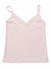 Brandy Melville Pink Stripe Lace Trim Cami Tank Top Made In Italy