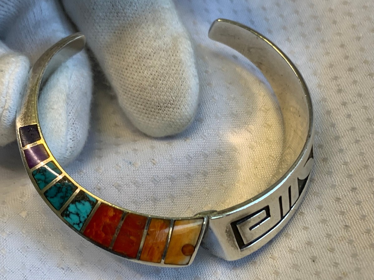 Vtg Sterling Silver Lonn Parker Navajo Cuff Bracelet 32.86g