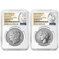 Presale - 2025-S Reverse Proof $1 Morgan and Peace Silver Dollar 2pc Set NGC