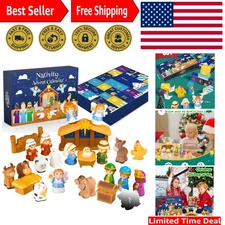 Nativity Advent Calendar 2025 Kids, Christmas Story Nativity Playset Christia...