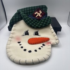 Vintage Large Frosty Christmas Stocking 15  Long 11  Wide Embroidered Nose