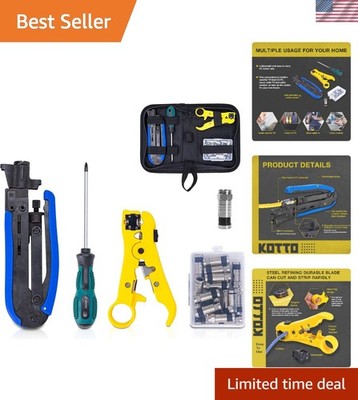 Professional Coaxial Crimper Kit with Stripper & 20 F Compression Connectors
