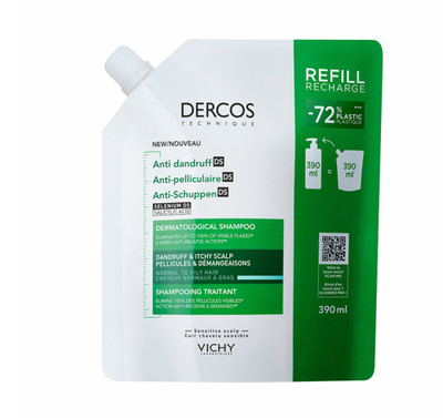 Vichy Dercos Anti-Pelliculaire Anti-Dandruff Shampooing Refill 390 ml./13.1 oz