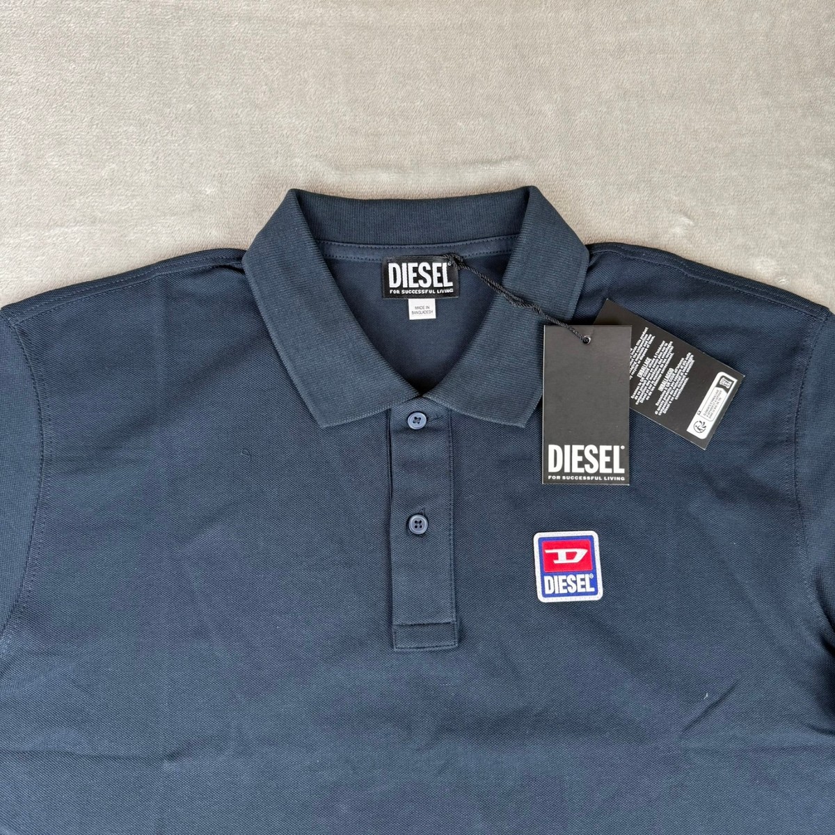 DIESEL ダークブルーポロシャツ Diesel T-Smith 16-2 Polo Shirt Mens XL Midnight Navy Blue Stretch