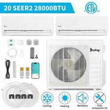 28000 BTU Dual Zone Mini Split Air Conditioner  AC Heat Pump WIFI 12000 12000