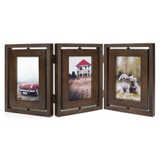 4x6 Picture Frame Rustic Wood Hinged Folding Triple Frames Collage,