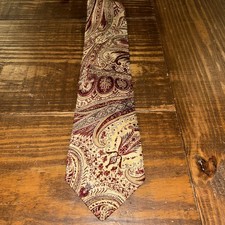 Martin K 100% Silk Tie, USA Made, Burgundy Paisley