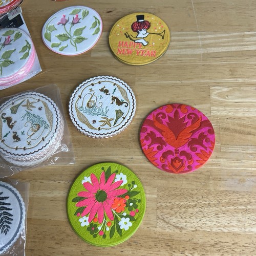 Huge Lot VTG Coasters, Paper MCM Many NEW in Package Hallmark Gibson & More Read - Picture 24 of 24