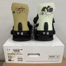 NIB Mens Ride x Looney Tunes C-9 Snowboard Bindings $350 M green limited edition