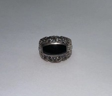 Vintage 925 Sterling Silver Black Onyx Ring / Size 6