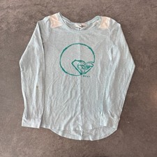 Vintage Y2K Roxy Sidcecut Baby Blue Surf Longsleeve Baby Tee Size YXL/ Womens S