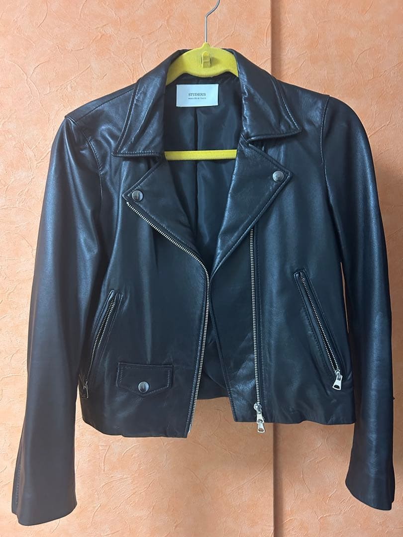 S Size Leather Jacket Studious Riders Slightly Di… - image 1