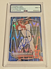 2025 1st Bowman Chrome Signed Franklin Arias Blue Wave /150 Refractor PSA Auto 9