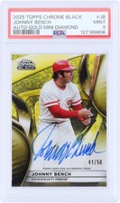 Johnny Bench Reds Signed 2025 Topps Chrome Black Gold #CBA-JB #41/50 PSA 9 Card