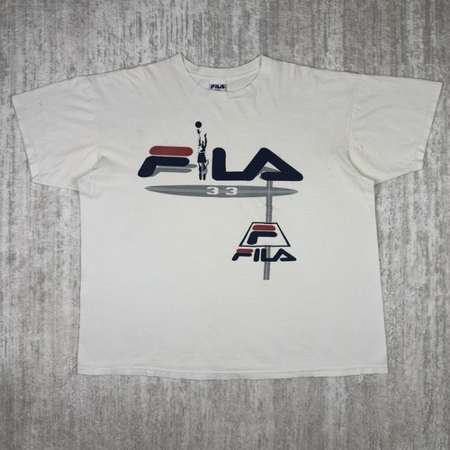 Fila, Vintage 90s FILA Basketball T Shirt XXL Made in USA Graphic Logo Streetwear